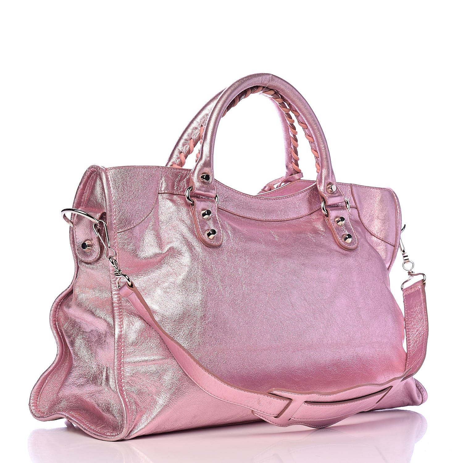Balenciaga Metallic Agneau Classic Silver Hardware S City Sparkle Pale Rose 3 of 12