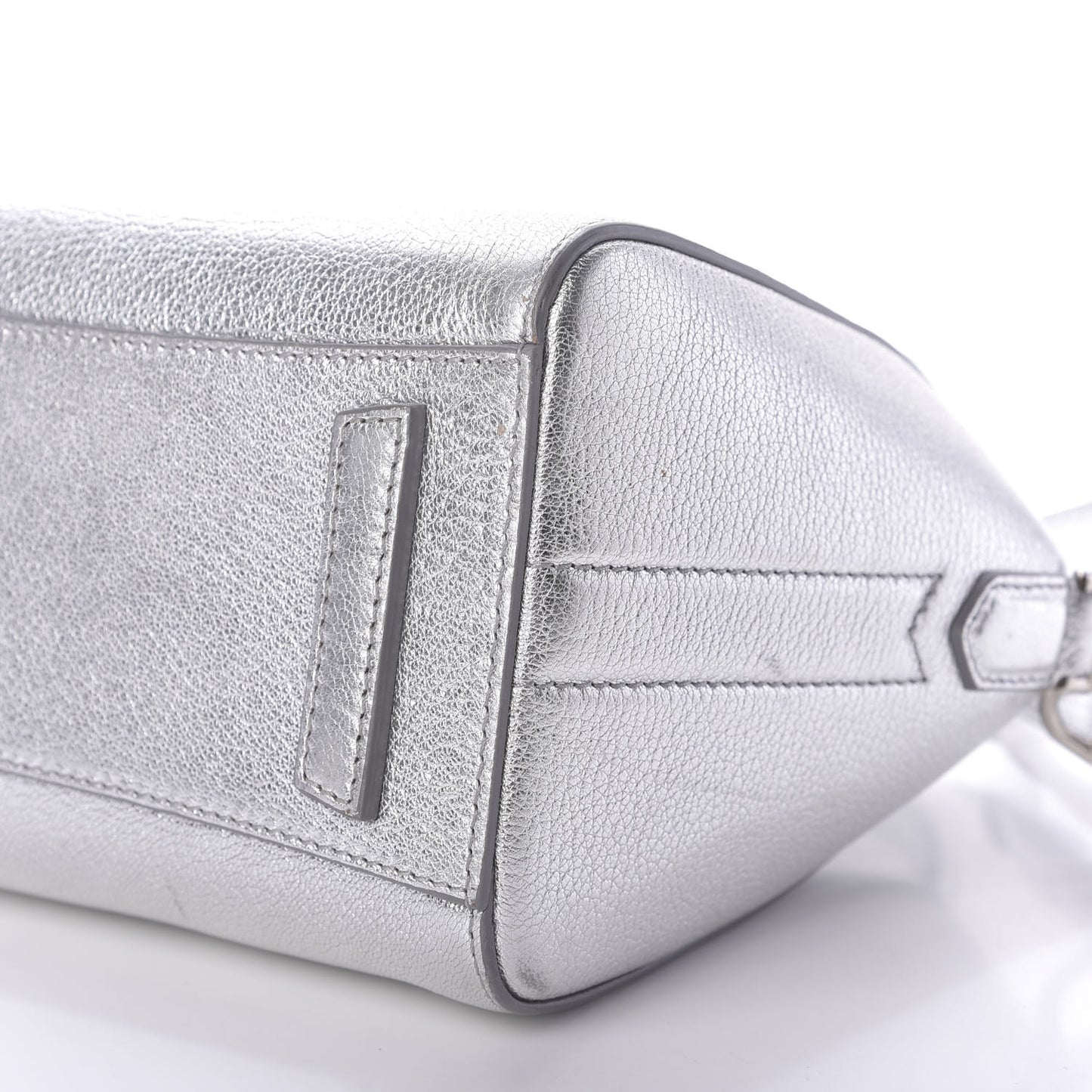 Metallic Sugar Goatskin Mini Antigona Silver