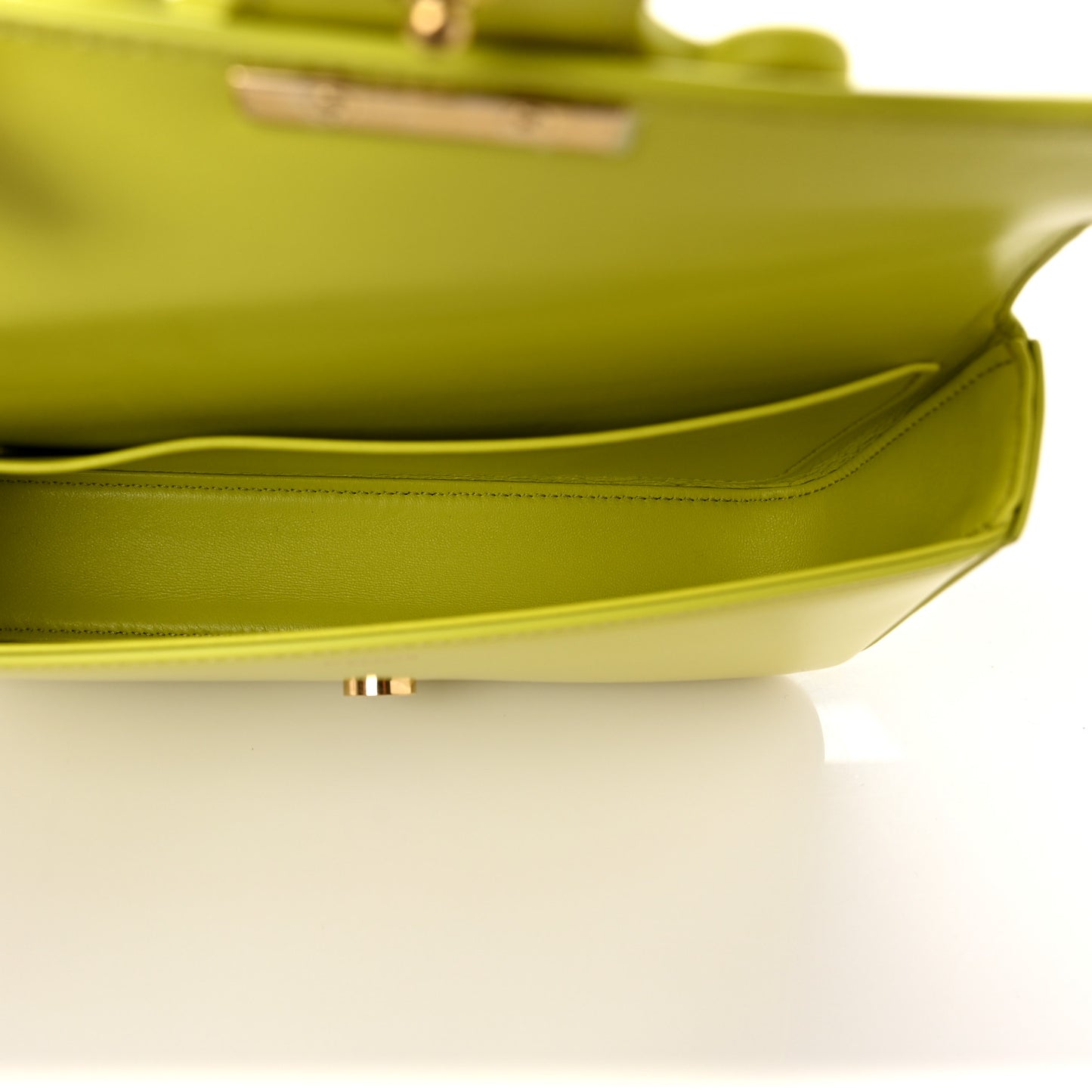 Shiny Calfskin Cuir Triomphe Chain Shoulder Bag Anis