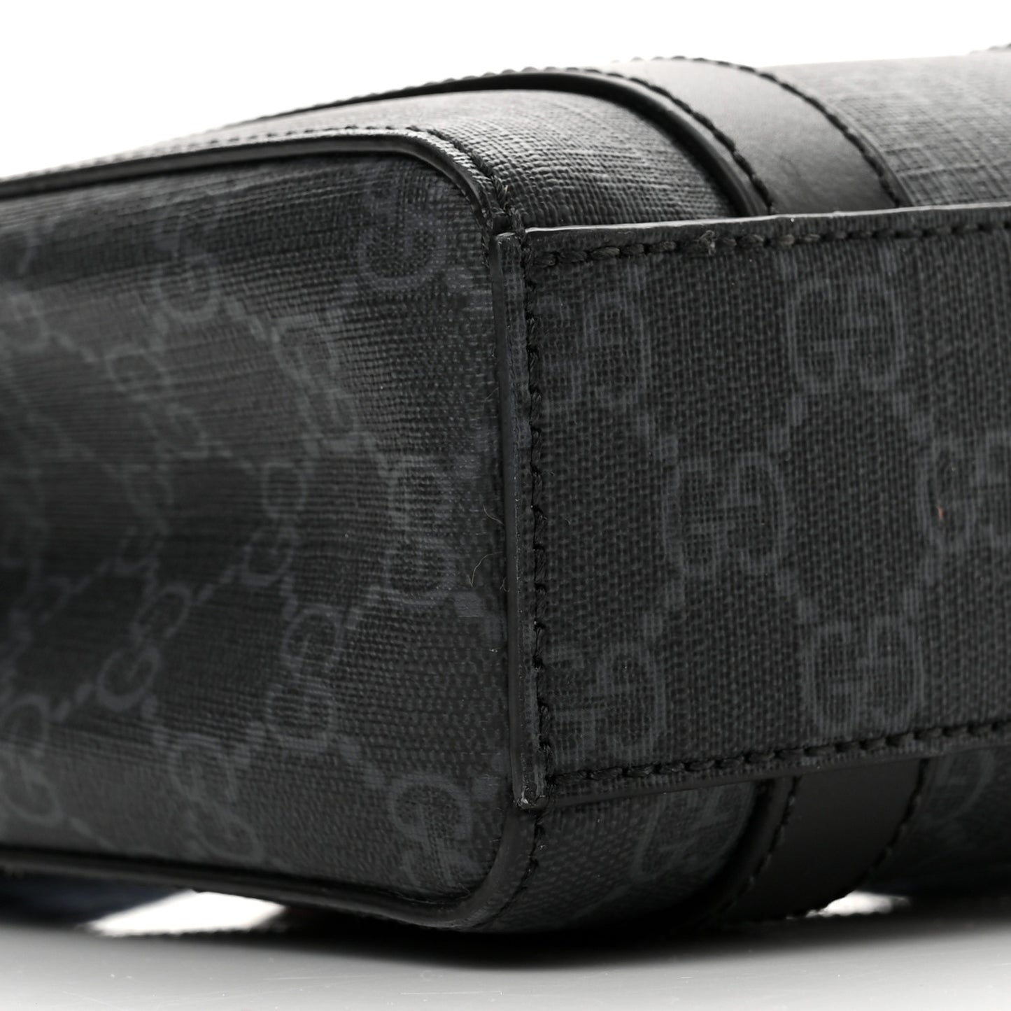 GG Supreme Monogram Appia Calfskin Web Mini Tote Bag Black