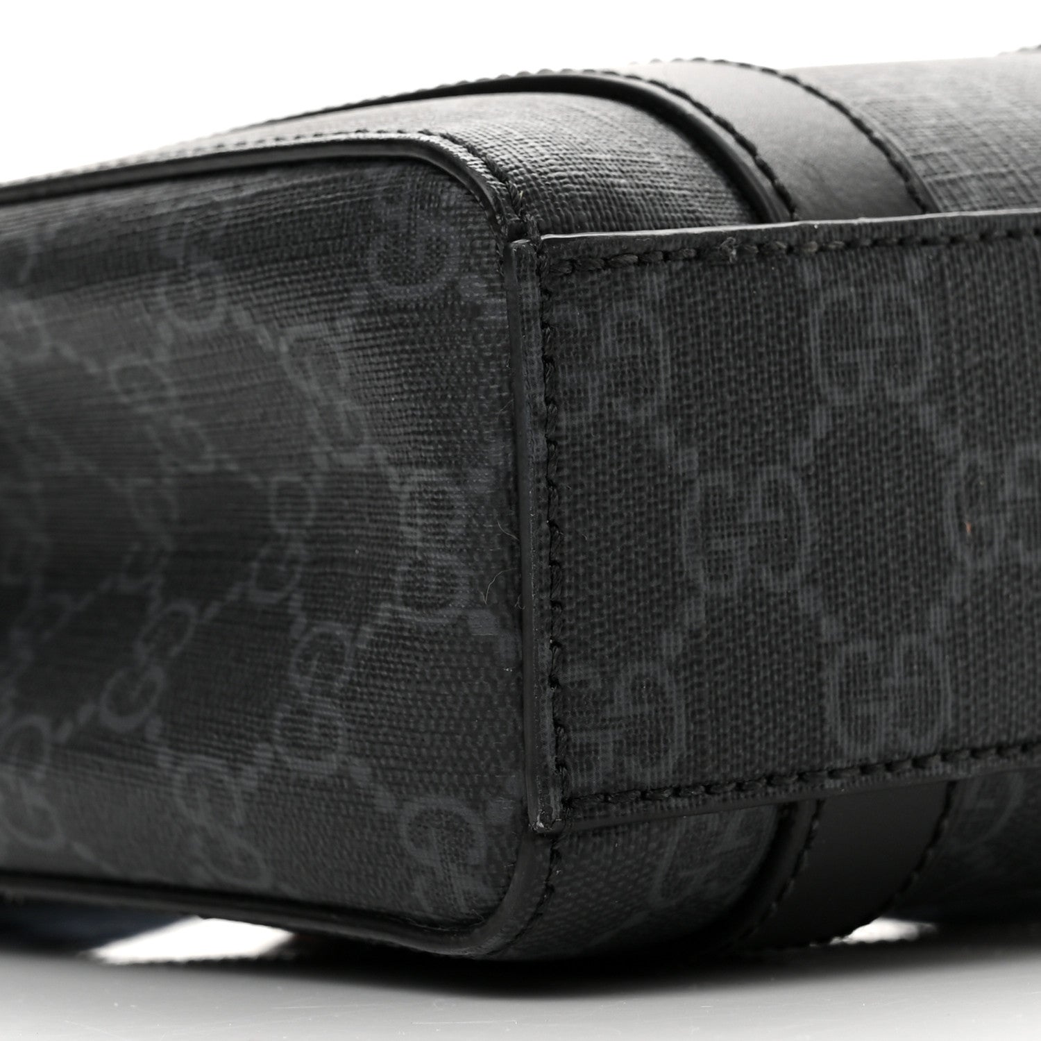 Gucci GG Supreme Monogram Appia Calfskin Web Mini Tote Bag Black 7 of 8
