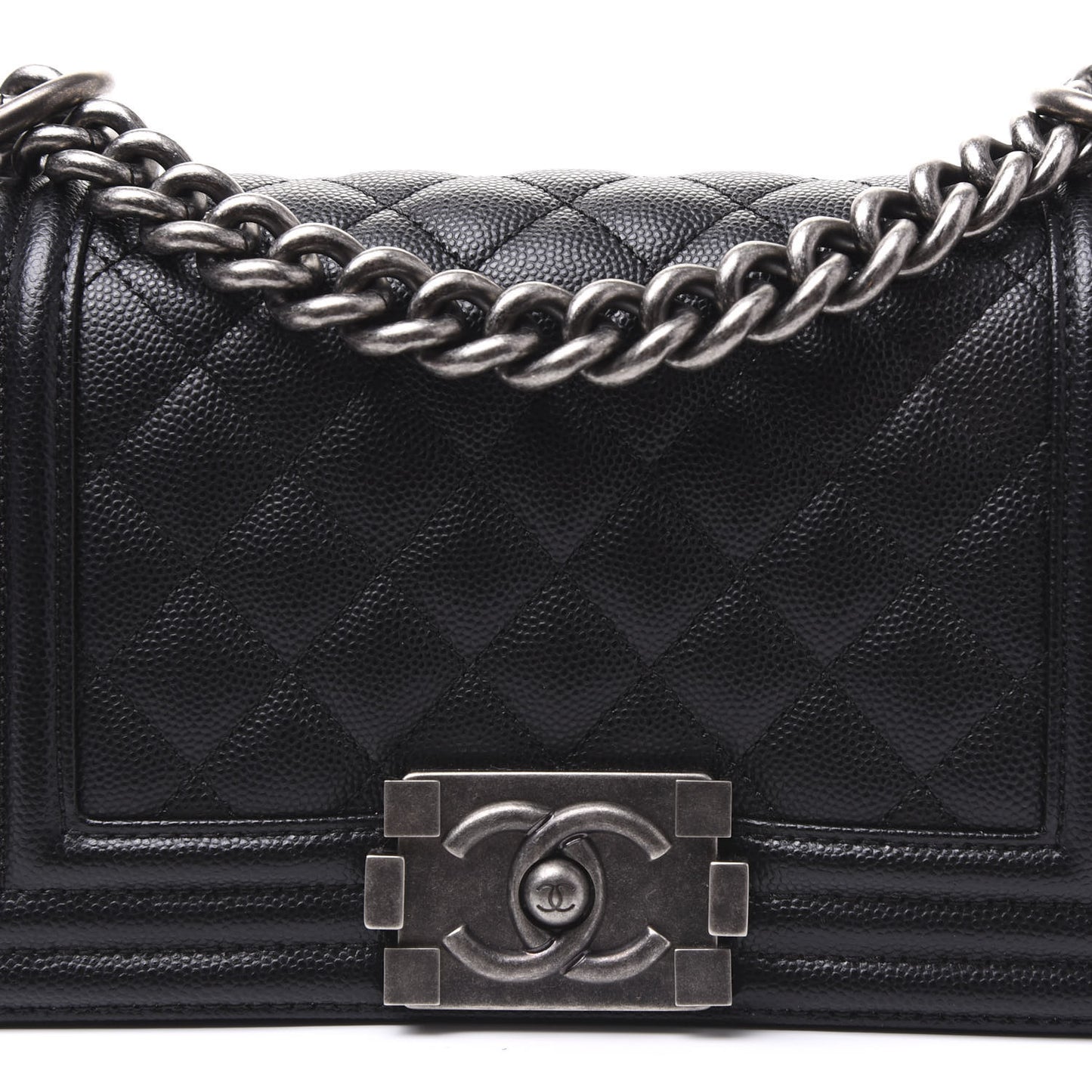 Caviar Quilted Small Boy Flap Black