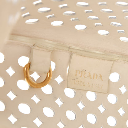 Prada Saffiano Perforated Satchel White 8 of 10