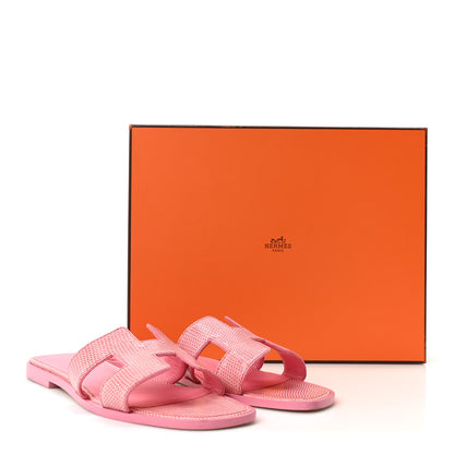 Hermes Lizard Oran Sandals 38 Pavot 10 of 10