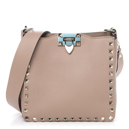 Valentino Garavani Pebbled Calfskin Mini Rockstud Flip-Lock Messenger Bag Rose Cannelle 1 of 9