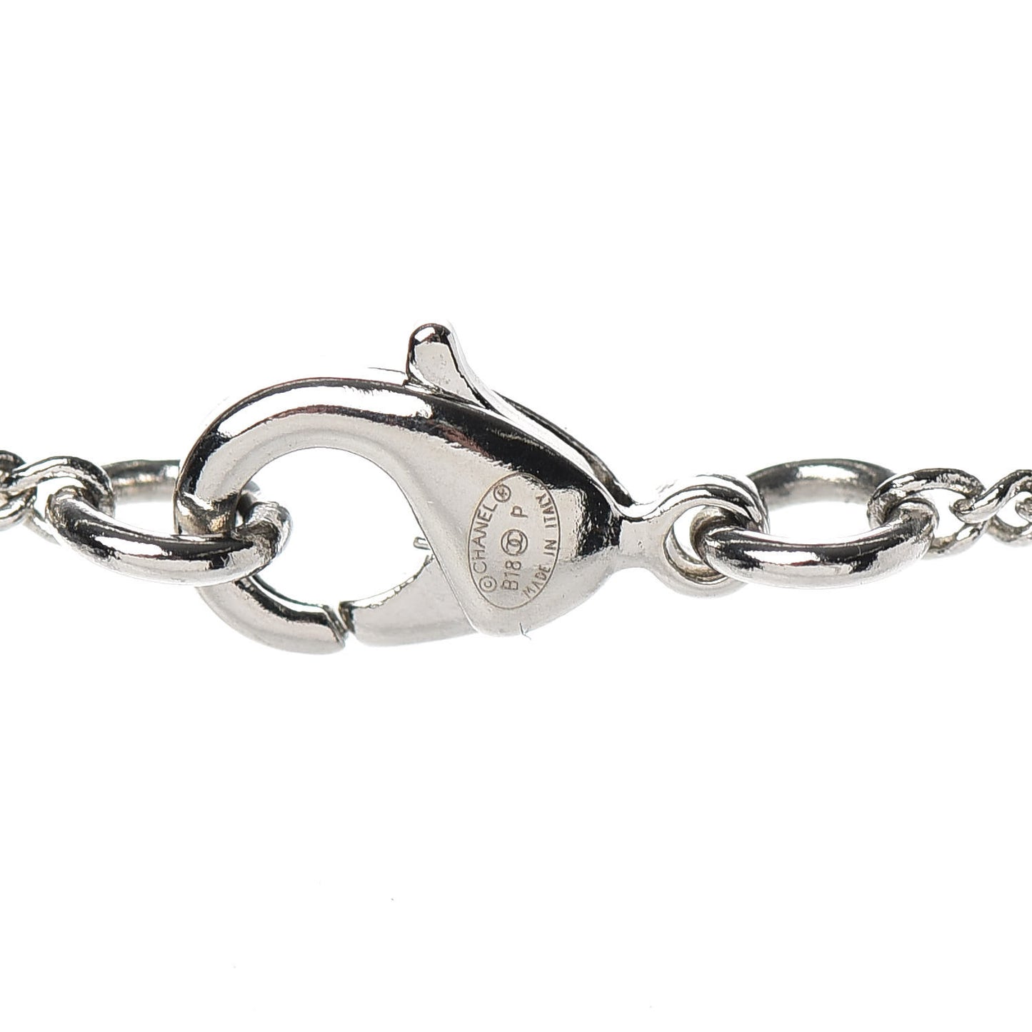 Crystal CC Bow Drop Necklace Silver