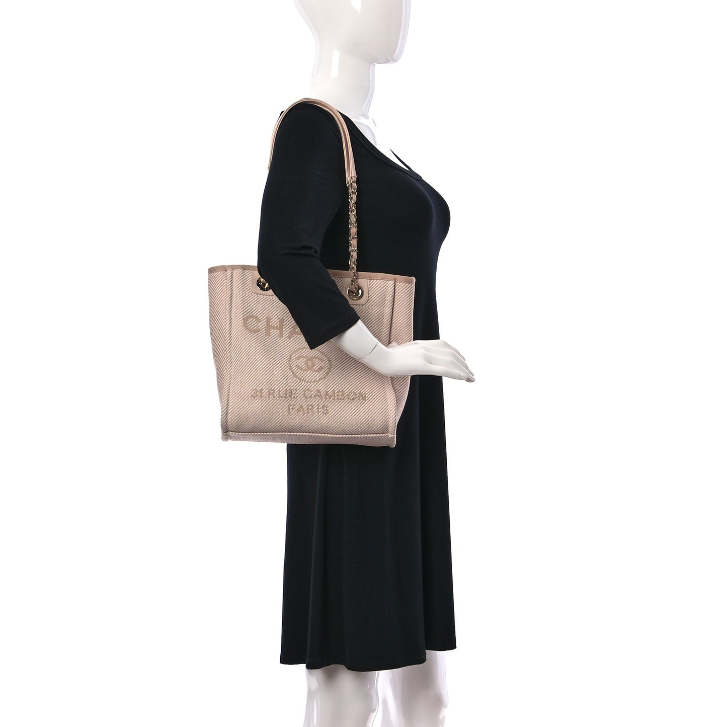 Mixed Fibers Calfskin Mini Deauville Tote Rose Pink