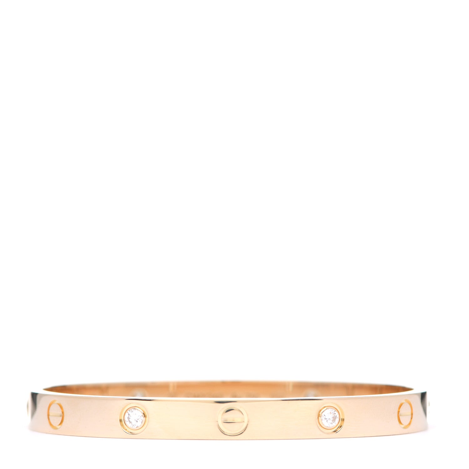 Cartier 18K Yellow Gold 4 Diamond LOVE Bracelet 17 1 of 6