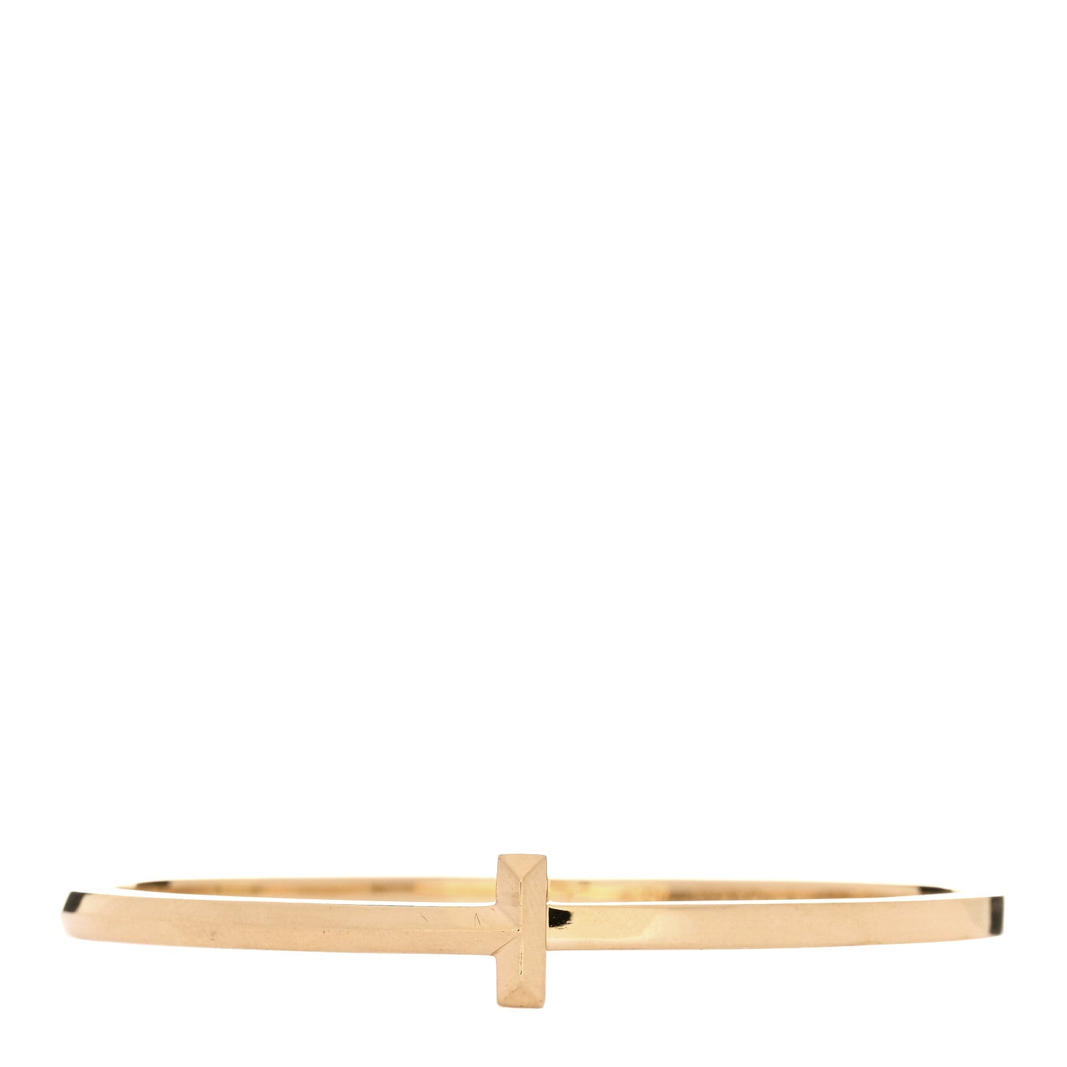 Tiffany 18K Yellow Gold Narrow T T1 Hinged Bangle Bracelet 1 of 4