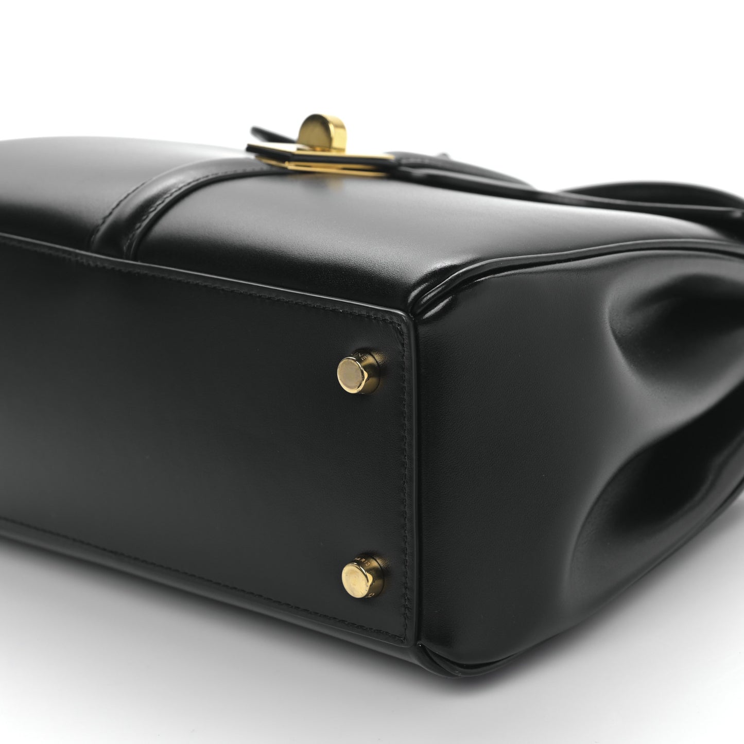 Satinated Calfskin Small 16 Top Handle Bag Black