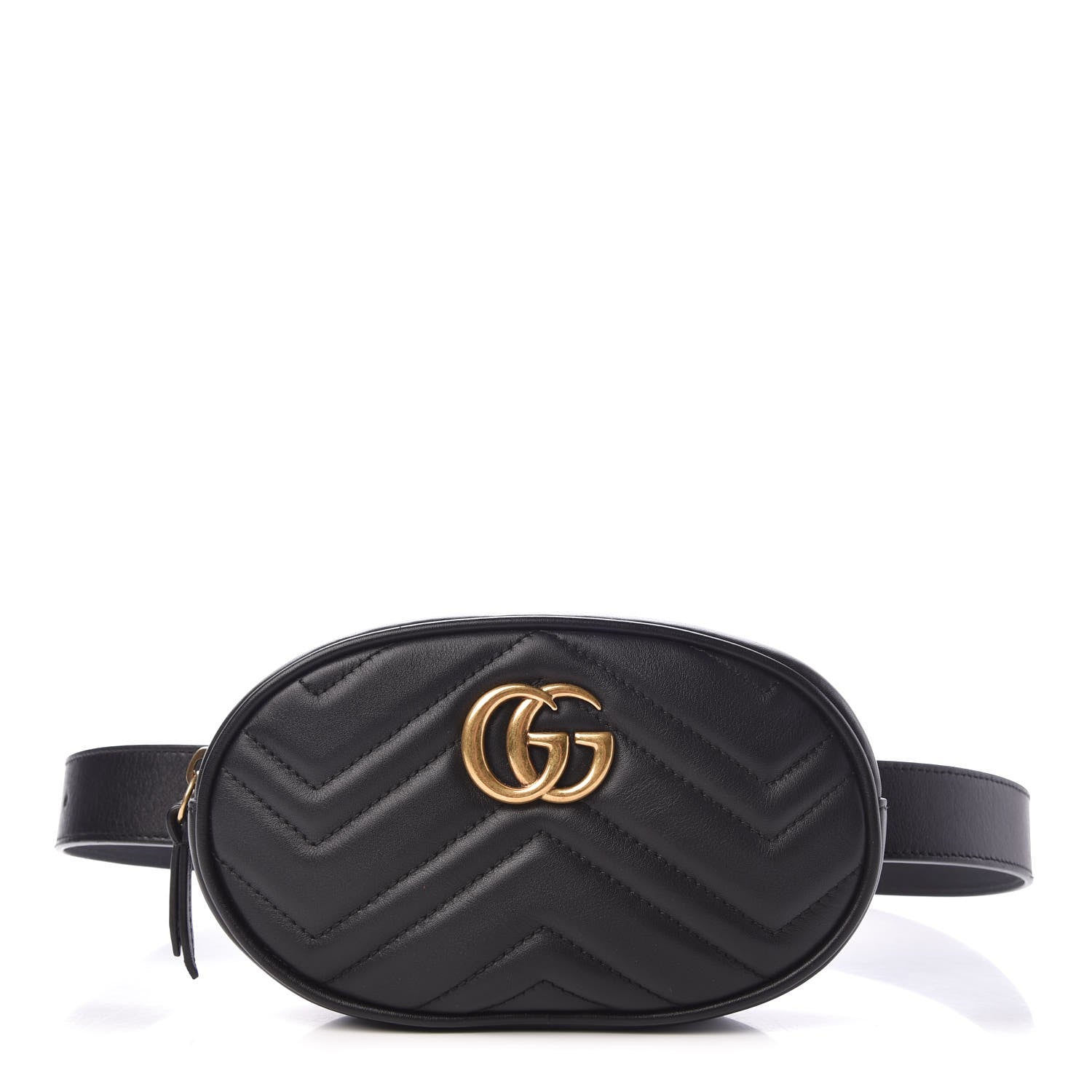 Gucci Calfskin Matelasse GG Marmont Belt Bag 85 34 Black 1 of 7