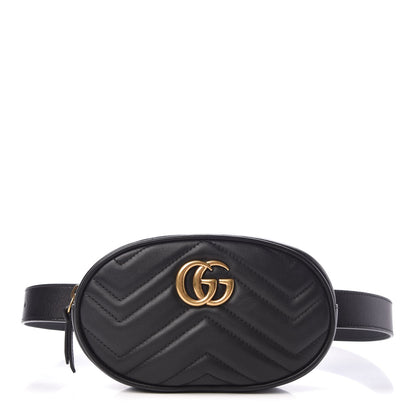 Gucci Calfskin Matelasse GG Marmont Belt Bag 85 34 Black 1 of 7