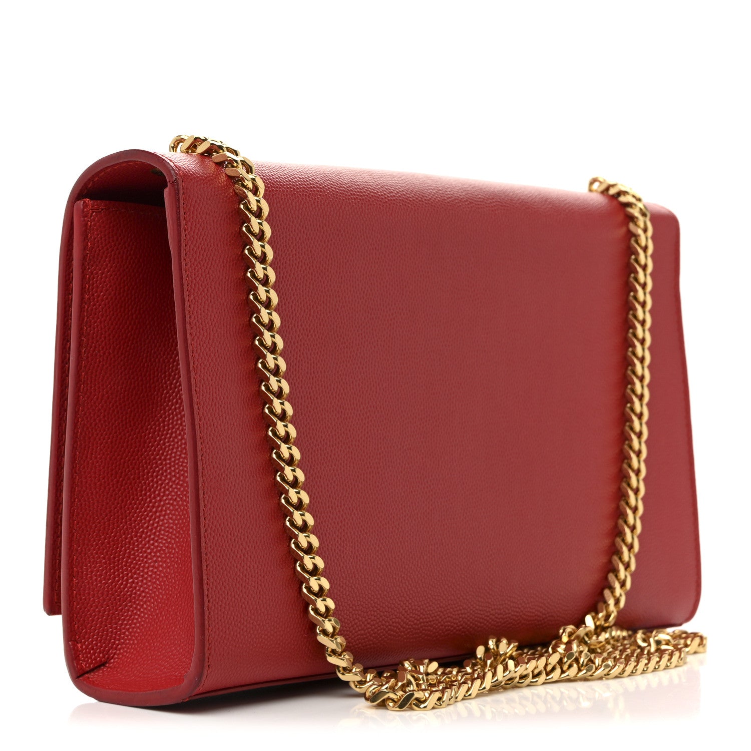 Saint Laurent Grain De Poudre Medium Monogram Kate Satchel Red 3 of 16