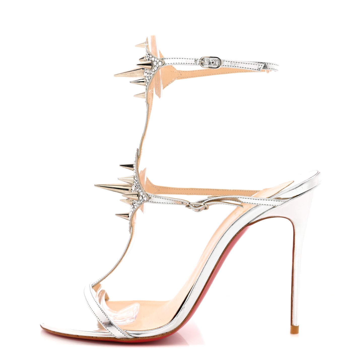 Specchi Lady Max Spike T-Strap 100 Sandals 39 Argento