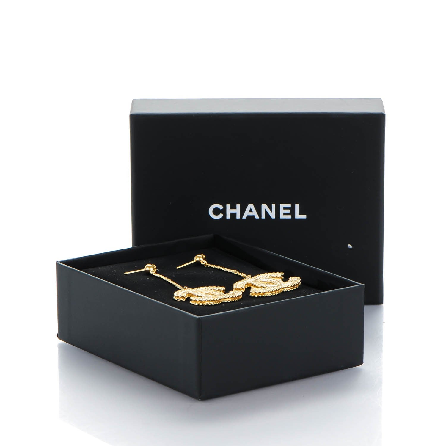 Chanel CC Drop Earrings Matte Gold 5 of 5