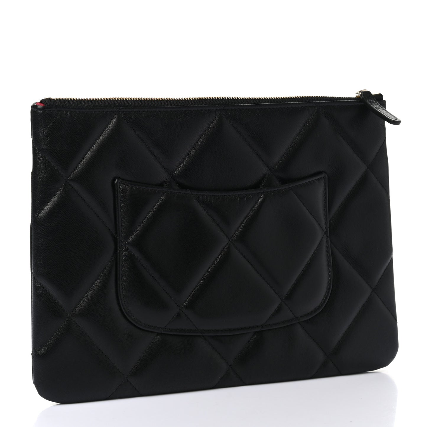 Goatskin Quilted Large Chanel 19 Pouch Black