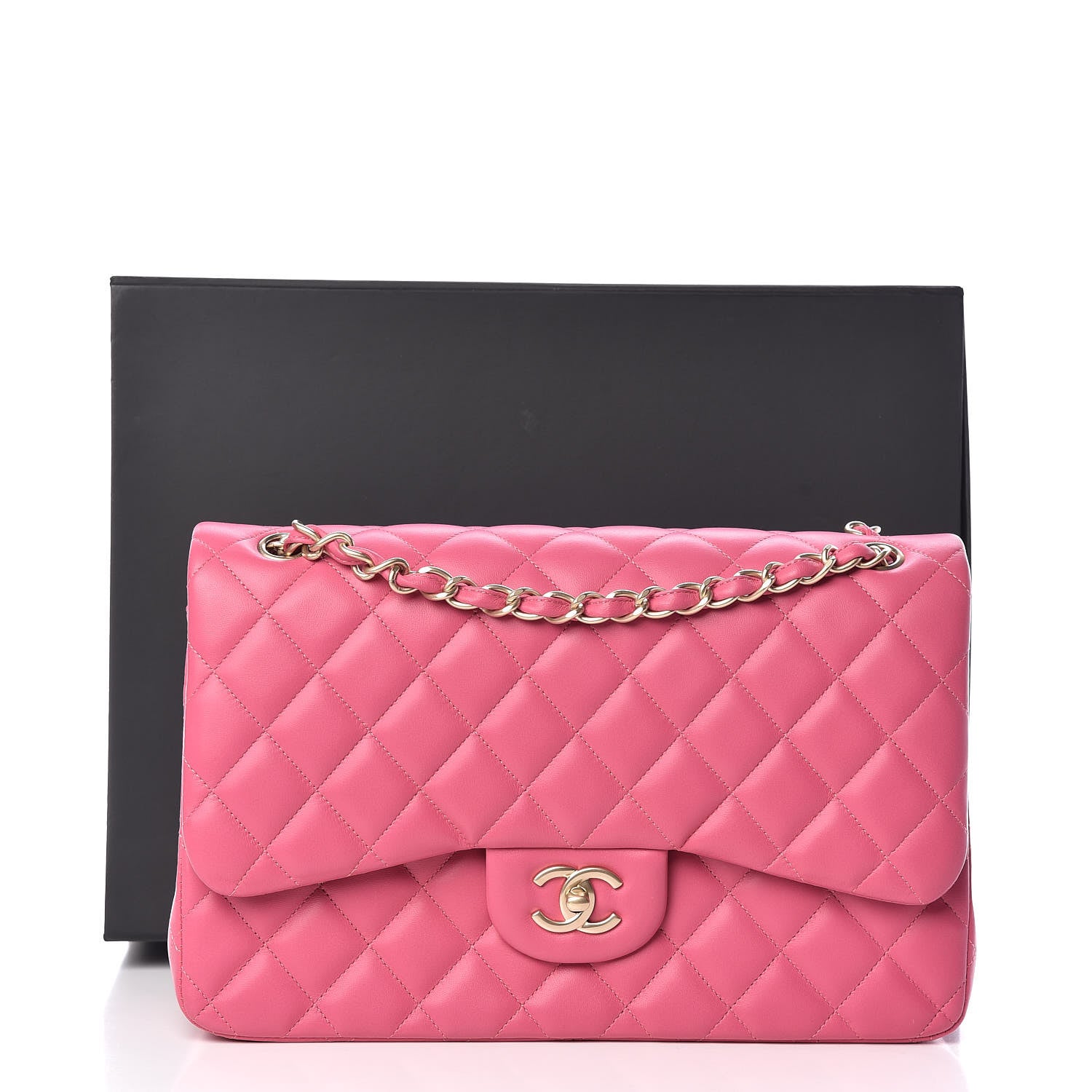 Chanel Lambskin Quilted Jumbo Double Flap Dark Pink 11 of 11