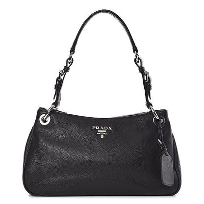 Prada Vitello Daino Shoulder Bag Black 1 of 11