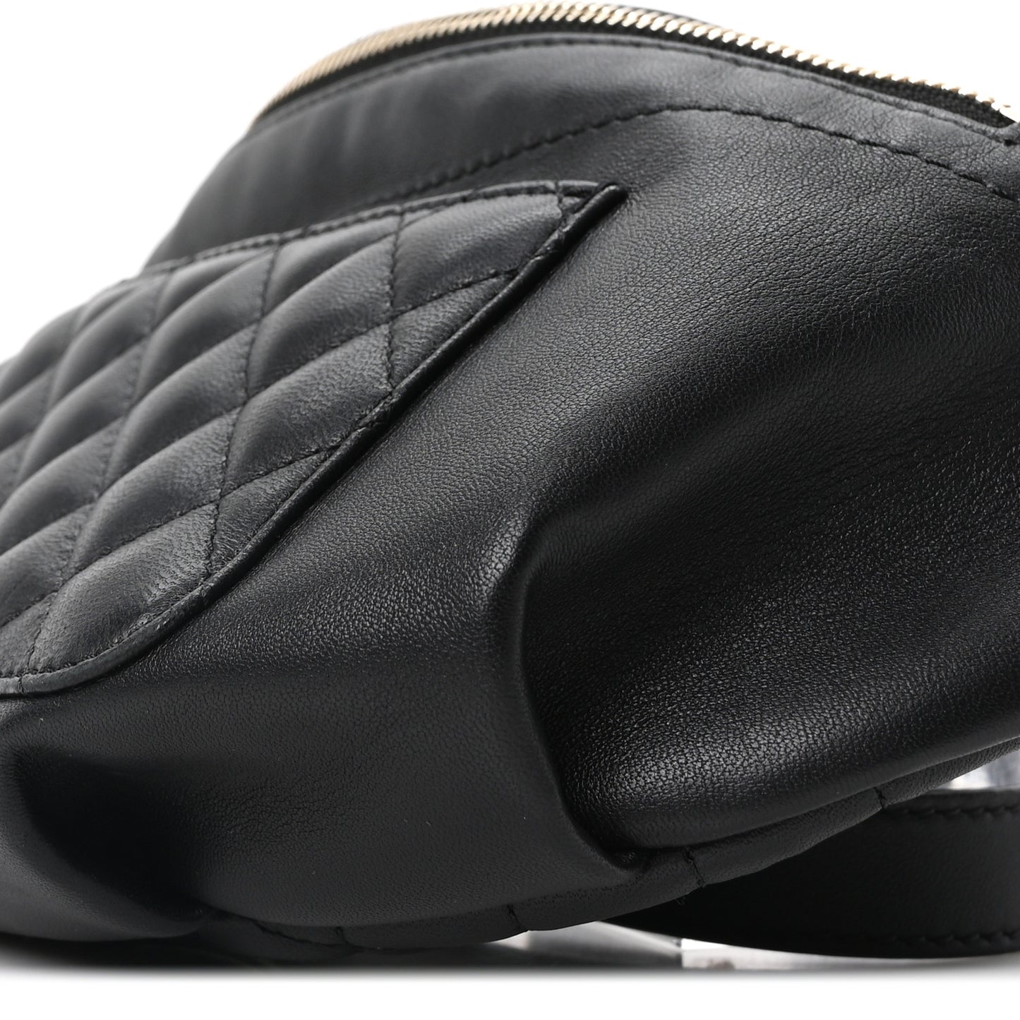Lambskin Quilted Waist Bag Fanny Pack Black
