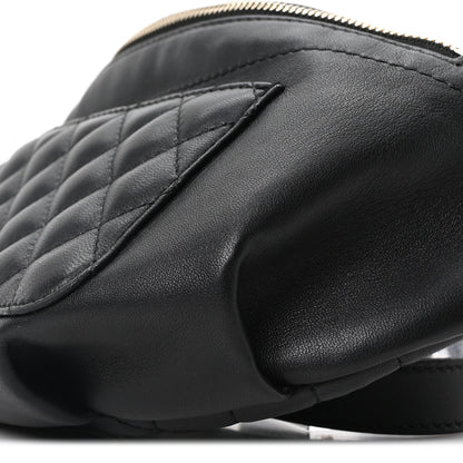 Chanel Lambskin Quilted Waist Bag Fanny Pack Black 10 of 10