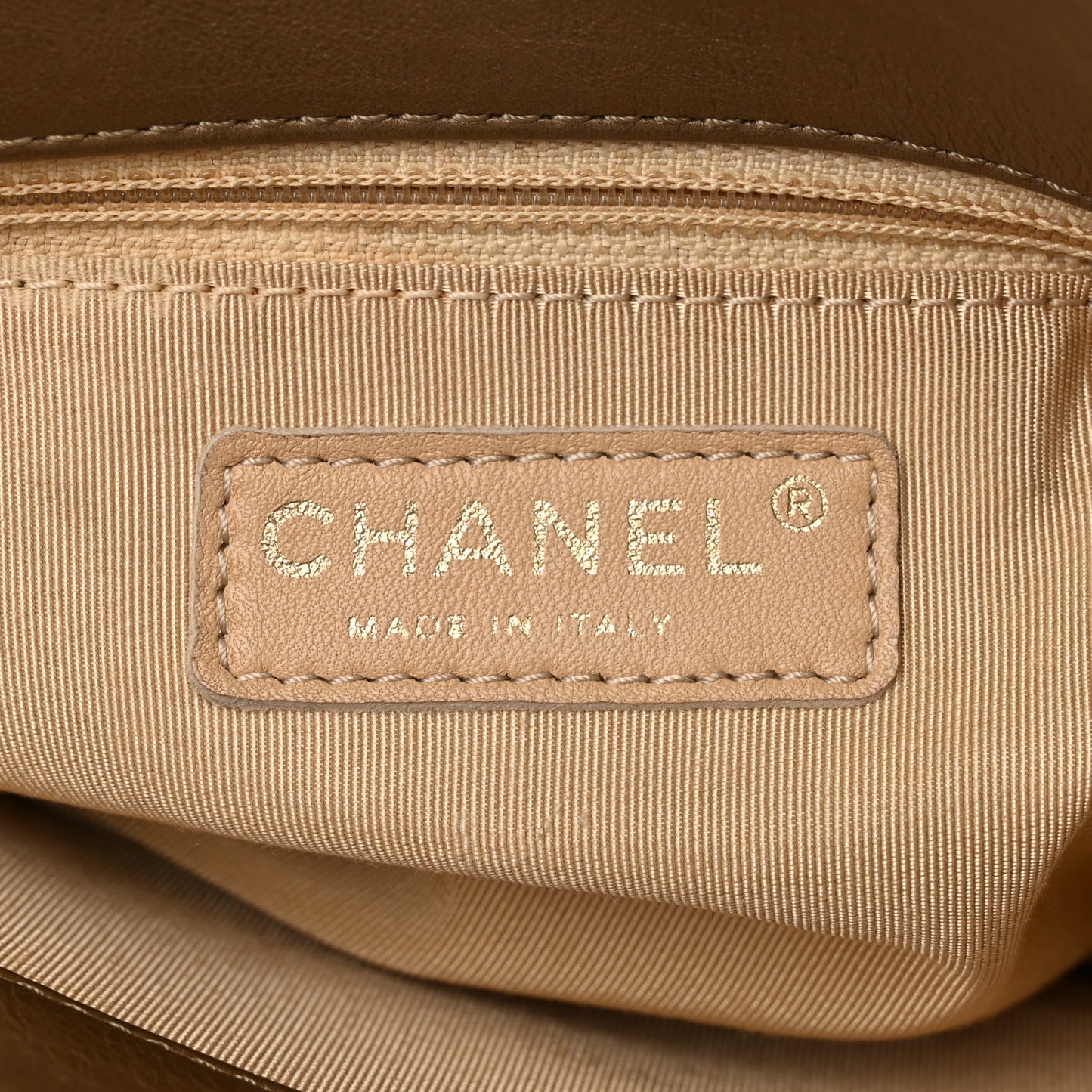 Metallic Calfskin Quilted Small CC Crown Tote Gold