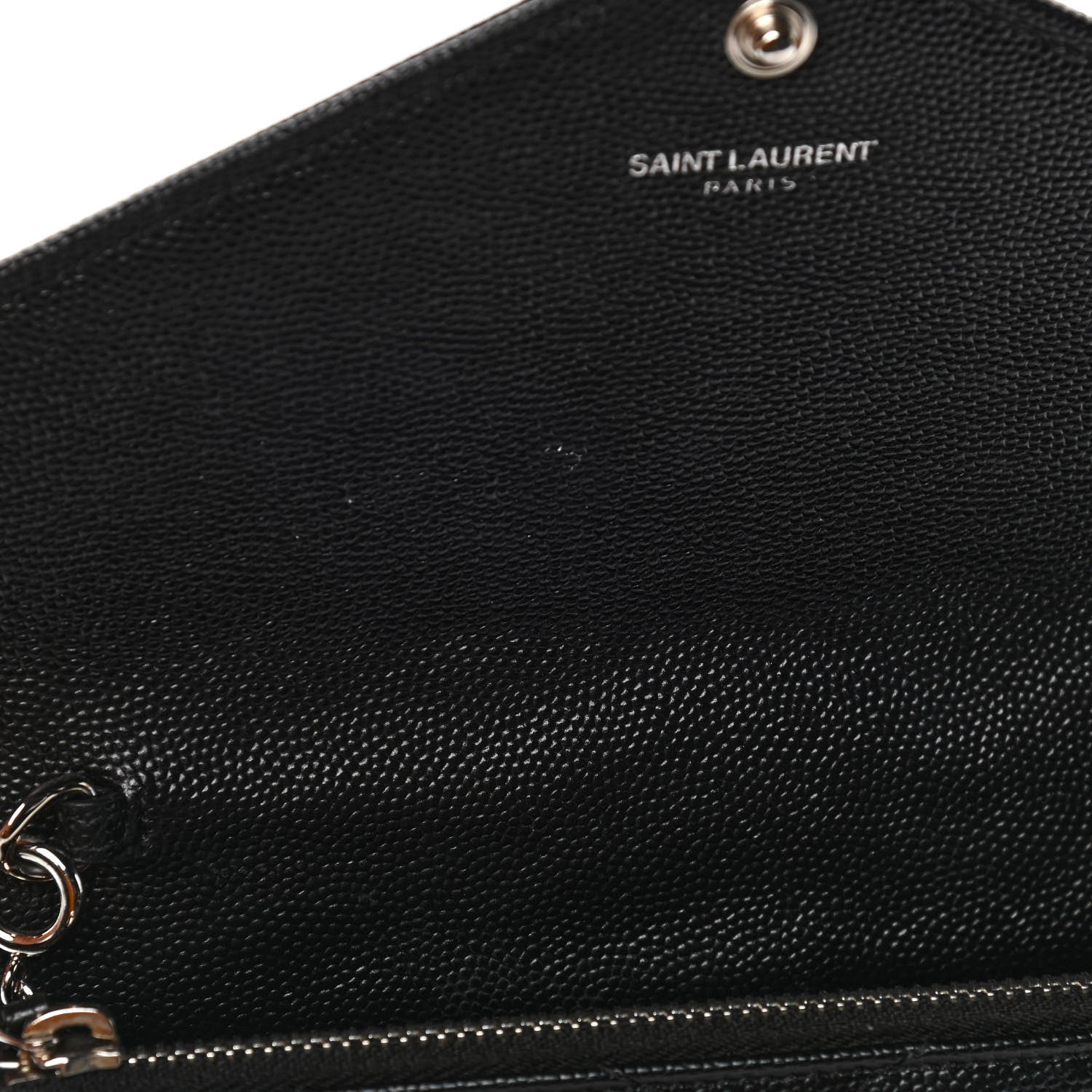 Saint Laurent Grain De Poudre Matelasse Chevron Monogram Envelope Chain Wallet Black 12 of 12