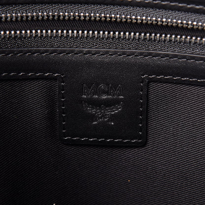 MCM Metallic Visetos Striped Medium Anya Shopper Tote Black Silver 6 of 11