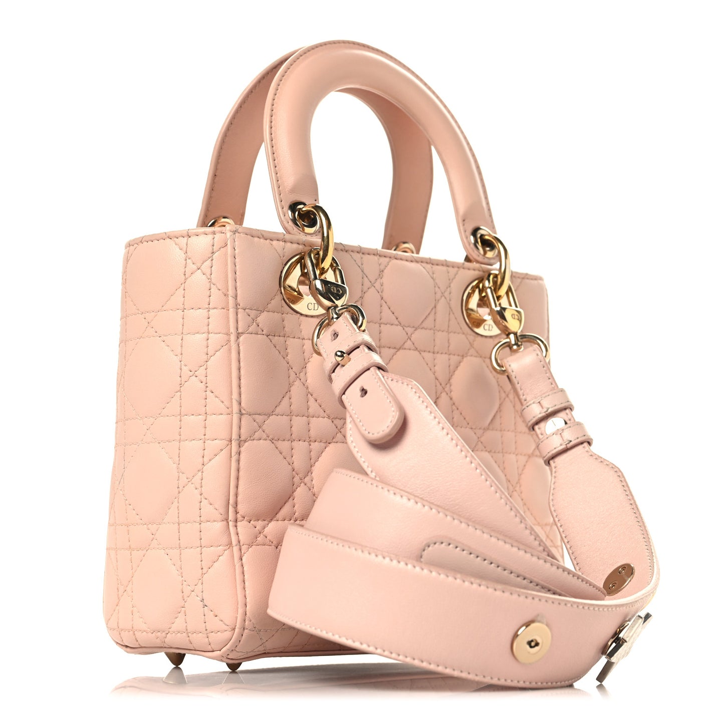 Lambskin Cannage Small Lucky Badges My Lady Dior Light Pink