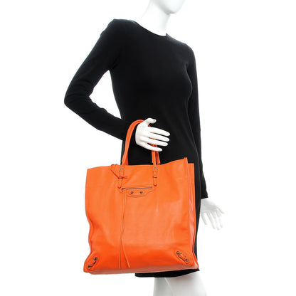 Balenciaga Calfskin Papier Ledger Tote Tangerine 2 of 10