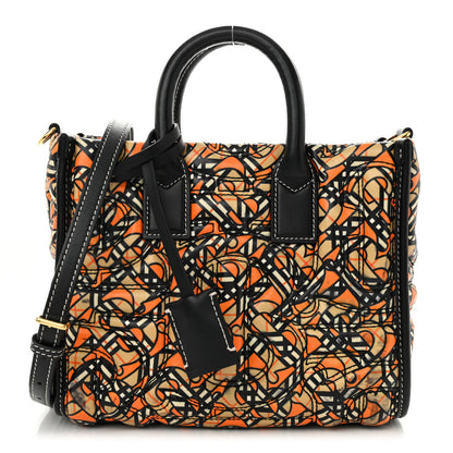 Burberry Lambskin Quilted Printed TB Heritage Check Mini Freya Tote Orange 1 of 11