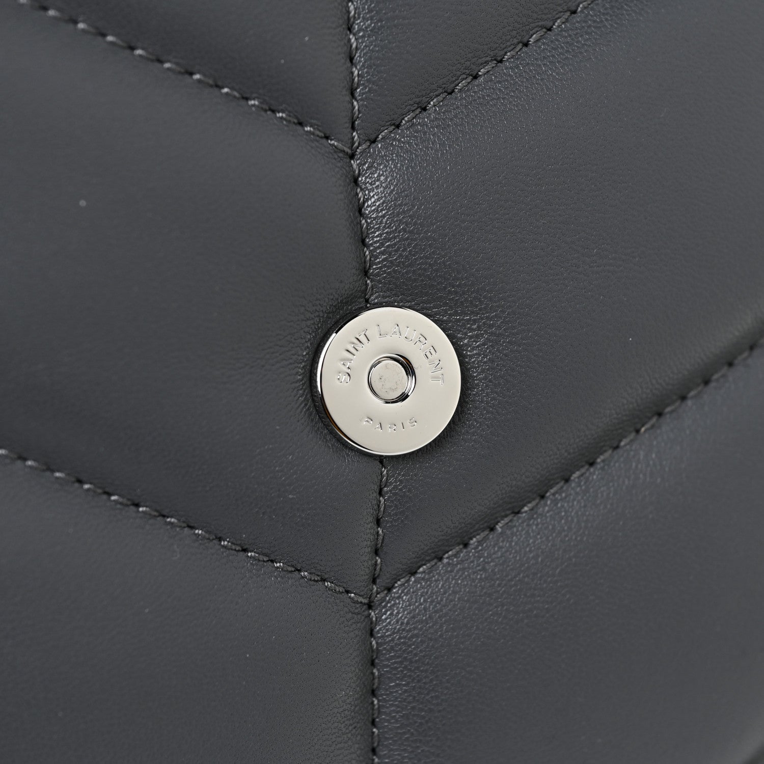 Saint Laurent Lambskin Quilted Toy Loulou Puffer Monogram Chain Satchel Storm 11 of 13