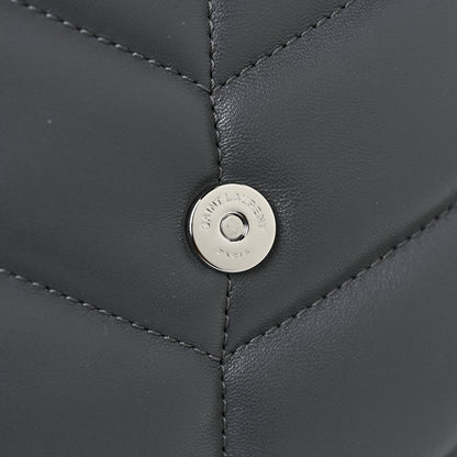 Saint Laurent Lambskin Quilted Toy Loulou Puffer Monogram Chain Satchel Storm 11 of 13