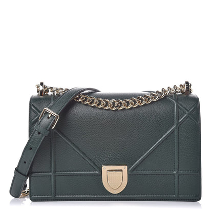 Christian Dior Grained Calfskin Medium Diorama Flap Bag Green 1 of 7