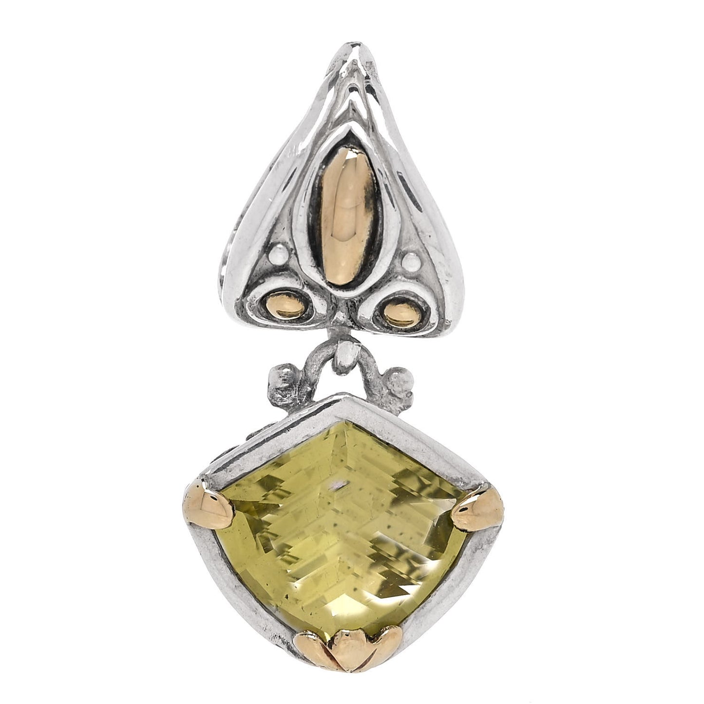 Sterling Silver 18K Yellow Gold Peridot Jaisalmer Pendant