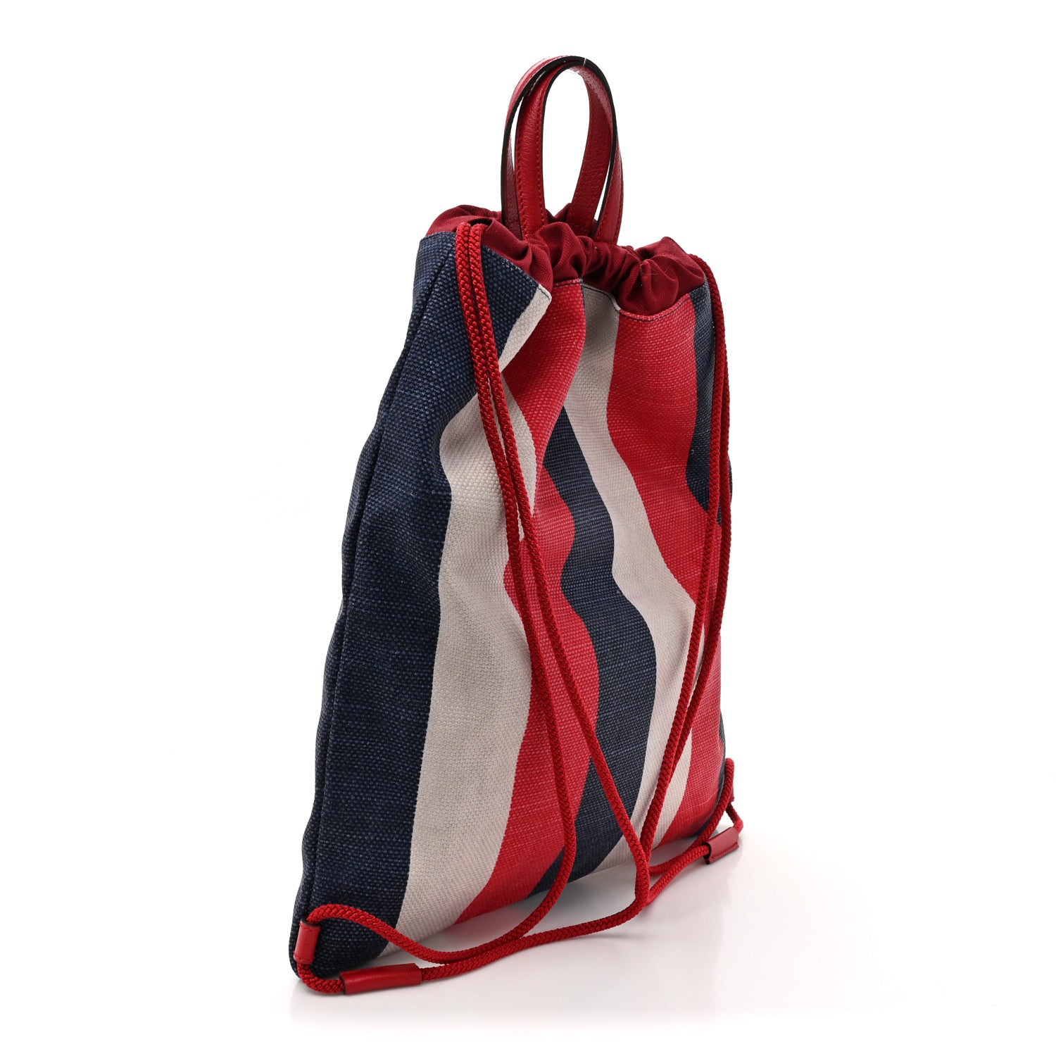 Gucci Canvas Logo Sylvie Stripe Drawstring Backpack Red 3 of 11