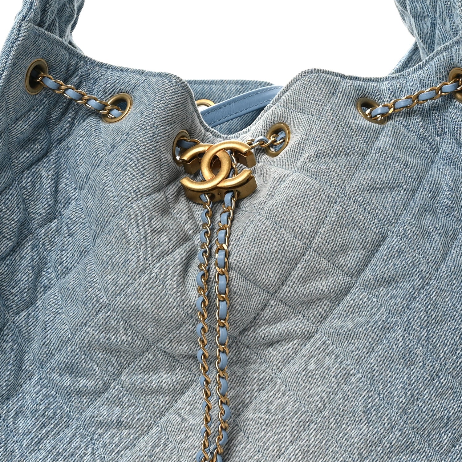 Chanel Washed Denim Quilted Medium Chanel 25 Handbag Blue 1818282