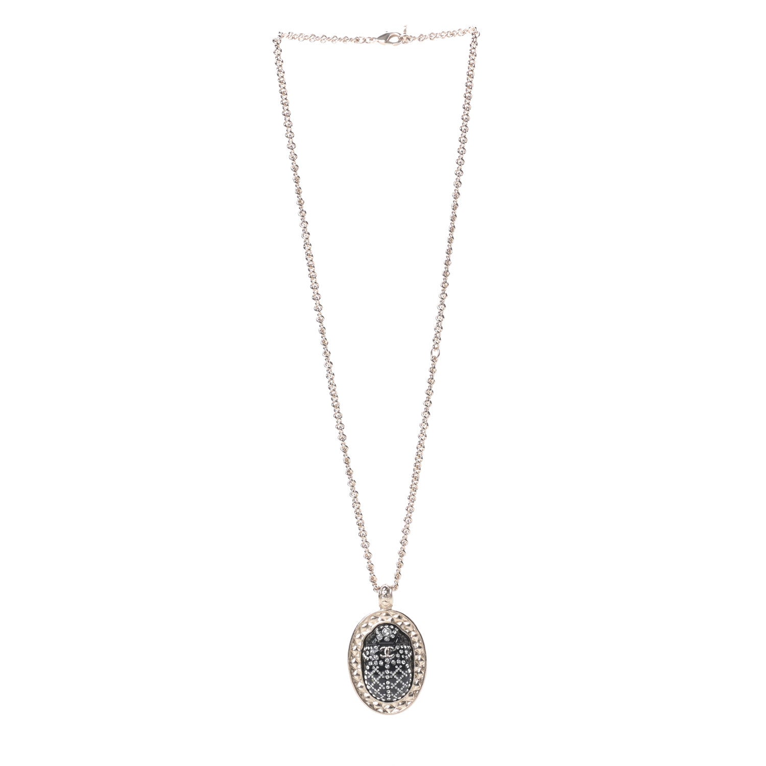 Chanel Crystal CC Long Necklace Black Gold 3 of 7