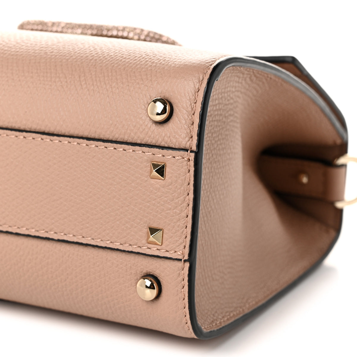 Valentino Garavani Grainy Calfskin Swarovski Crystal Embellished Small VSling Top Handle Bag Rose Cannelle 9 of 9