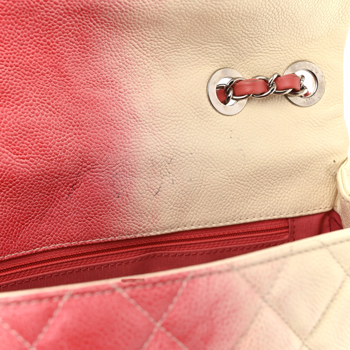 Caviar Quilted Ombre Jumbo Single Flap White Rose Pink