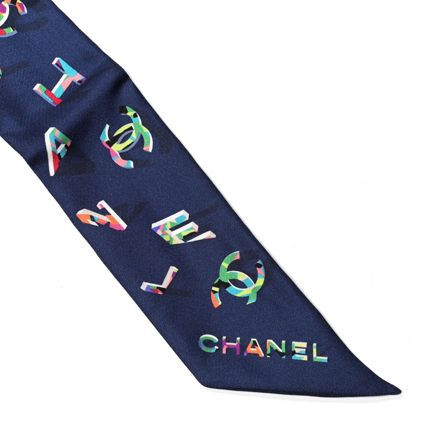 Silk CC Slim Bandeau Scarf Blue Multicolor