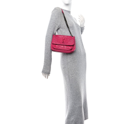 Saint Laurent Crinkled Calfskin Matelasse Monogram Baby Niki Chain Satchel Freesia 2 of 13