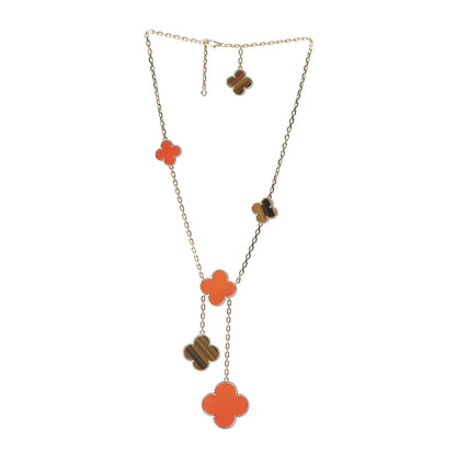 Van Cleef & Arpels 18K Yellow Gold Carnelian Tiger Eye 6 Motifs Magic Alhambra Necklace 3 of 7