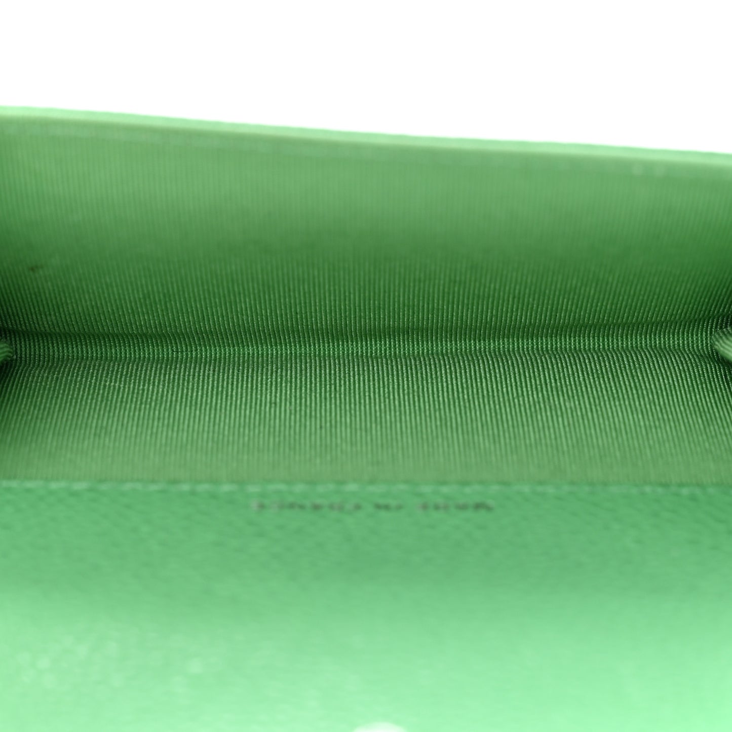 Caviar Chevron Quilted Flap Card Holder Green