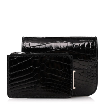 Hermes Shiny Alligator Constance Slim Wallet Black 3 of 10