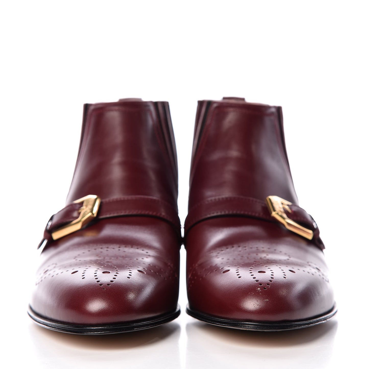 New Waxed Calfskin Womens G Medallion Toe Ankle Boots 37 Red Bordeaux