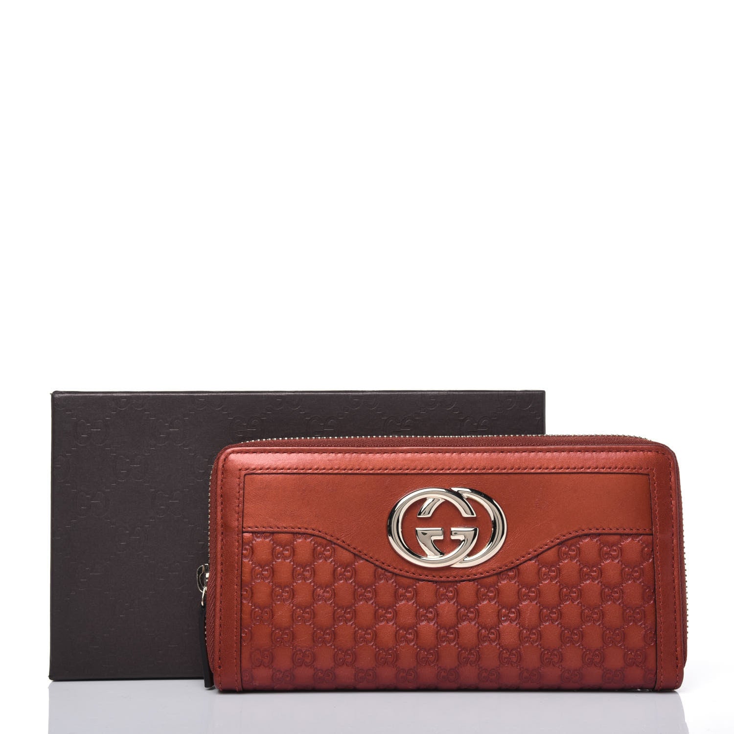 Gucci Metallic Microguccissima Sukey Zip Around Wallet Burnt Orange 17 of 17