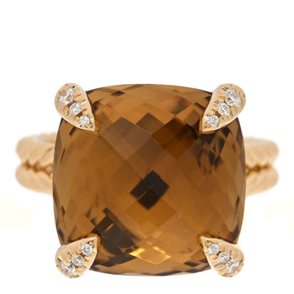David Yurman 18K Yellow Gold Diamond Citrine 14mm Chatelaine Ring 49 4.75 1 of 4