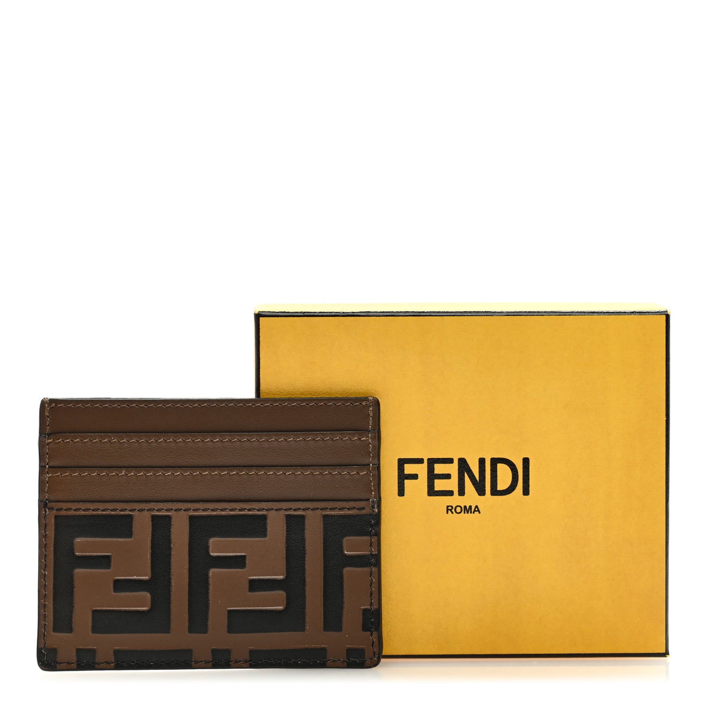 Vitello Soft Bi-Color FF 1974 Embossed Card Holder Maya Black