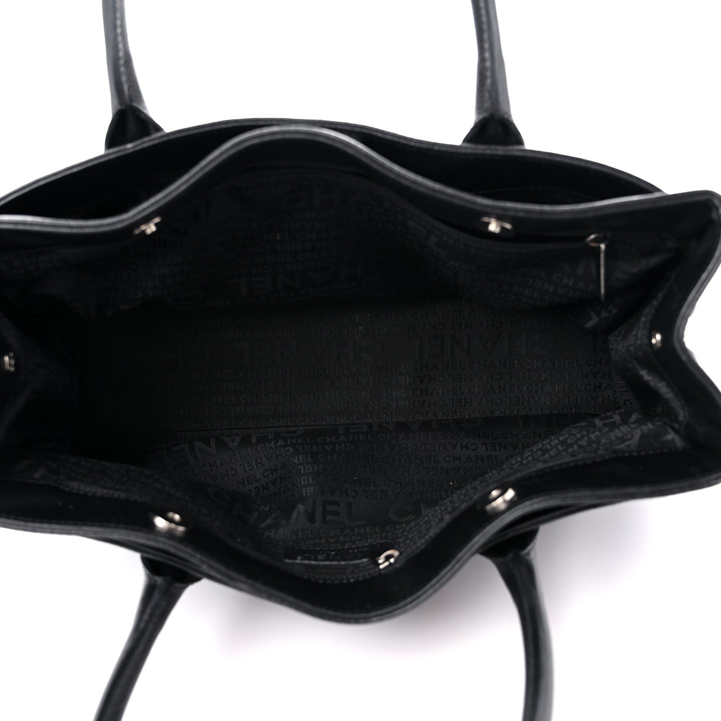Calfskin Mademoiselle Lock Cerf Shopper Tote Black