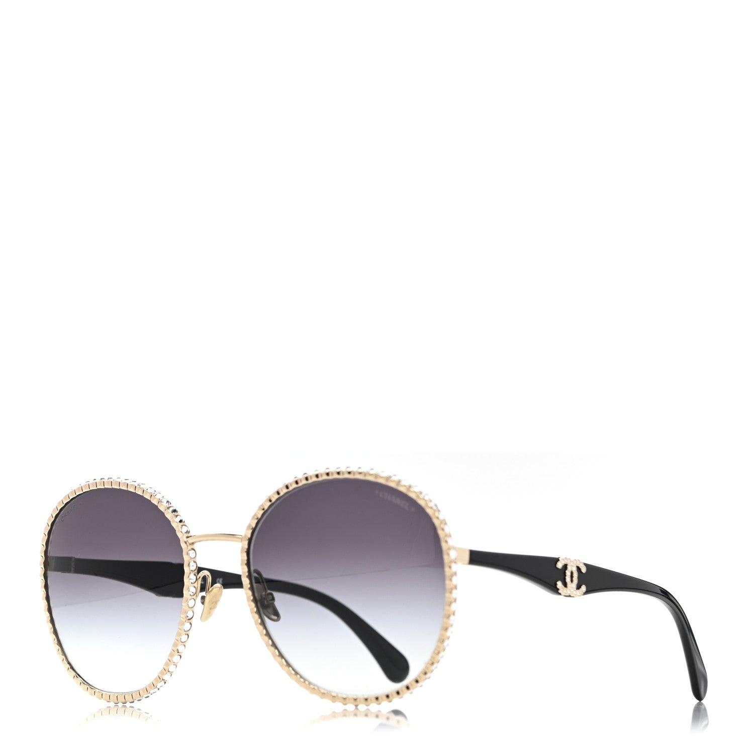 Chanel Metal Strass Round Sunglasses 71430 Gold 1 of 8